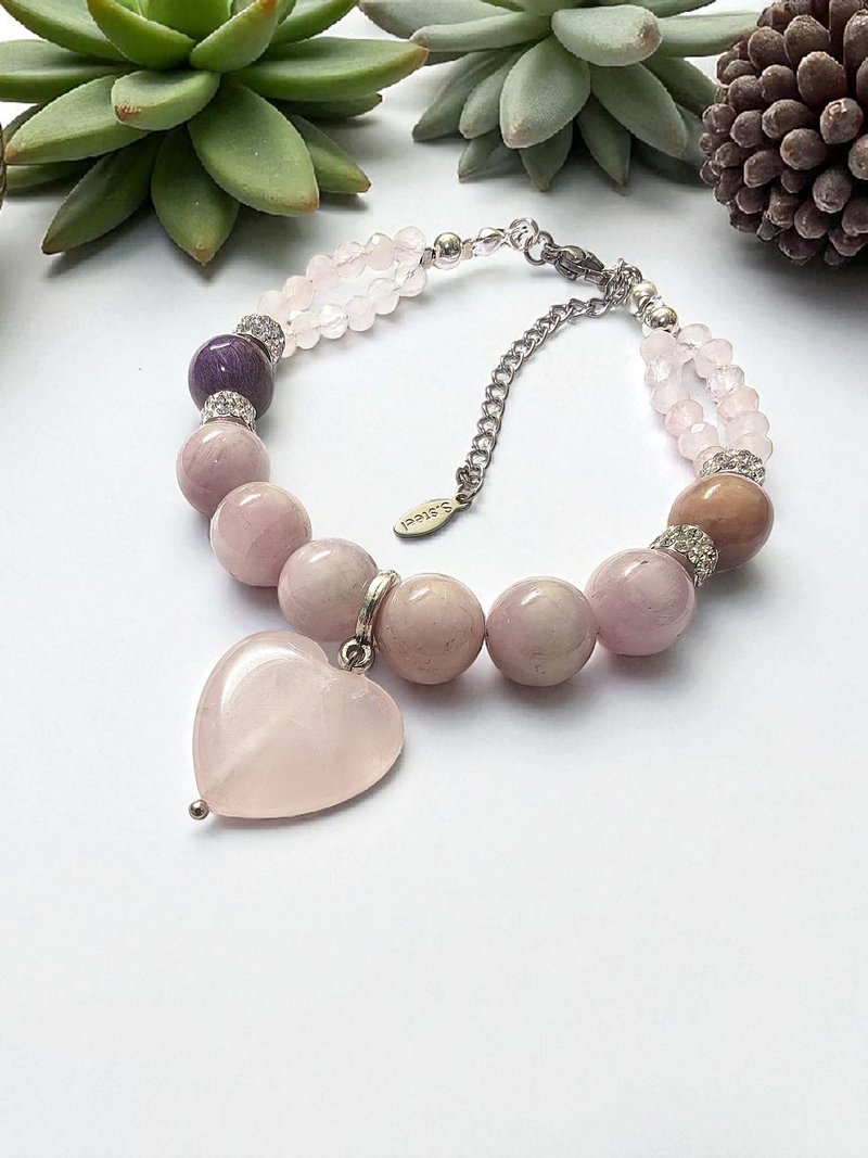 Power of Love / Genuine Love Enhancing Stone Bracelet / Kunzite, Charoite, Rose Quartz, 10mm - 手鍊/手環 - 石頭 粉紅色