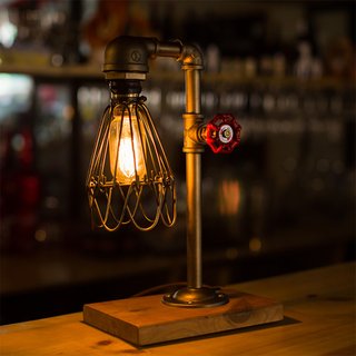 Customized gift American industrial style home study desk lamp summer flower series creative water pipe lamp bedroom bedside replica