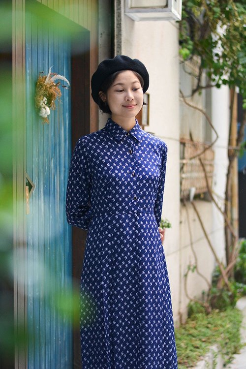 N power | Japanese vintage long-sleeved dress - Shop Shima