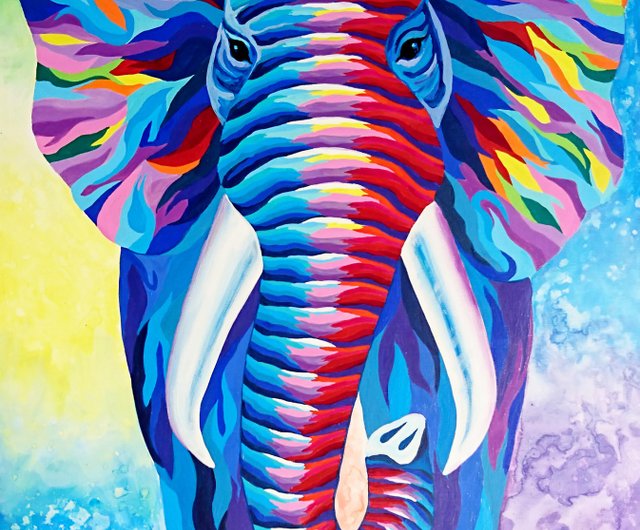 Original Elephant Painting－Wear A Rainbow Smile 3 - Shop