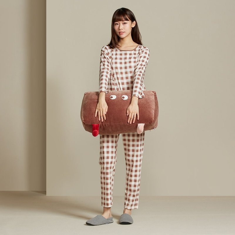 睛睛三角長抱枕-可可棕 - 枕頭/咕𠱸 - 棉．麻 咖啡色