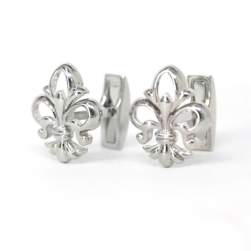 Fleur-De-Lys Cufflink - Silver - กระดุมข้อมือ - สแตนเลส สีเงิน