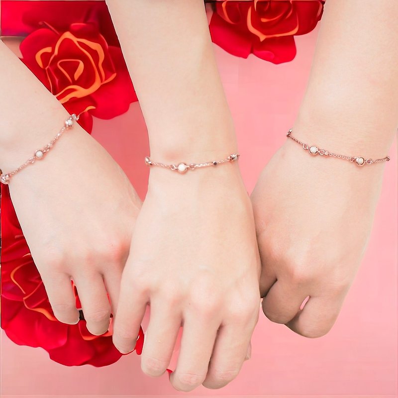 Customized New Year's gift*Rose and white cat's eye rotating love bracelet*Girlfriend gift*Bridesmaid bracelet (1 piece) - สร้อยข้อมือ - เครื่องเพชรพลอย 
