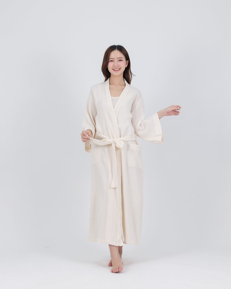 Long Cotton Kimono Robe - Other - Cotton & Hemp Khaki