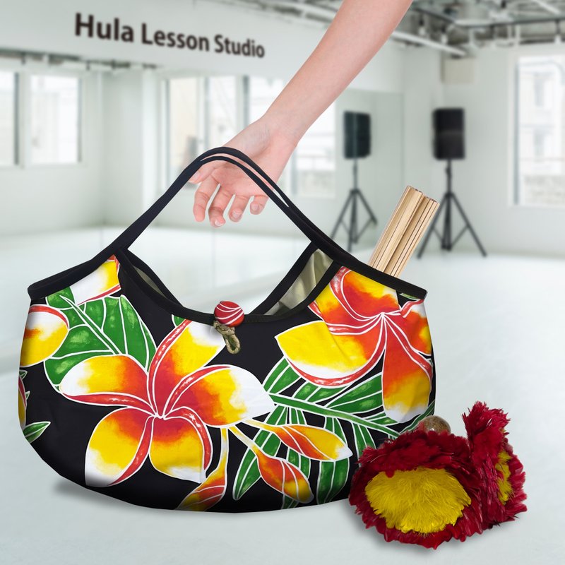 Hawaiian_Ohanabag/Hula Lesson Bag【Black Mango】 - 手提包/手提袋 - 棉．麻 