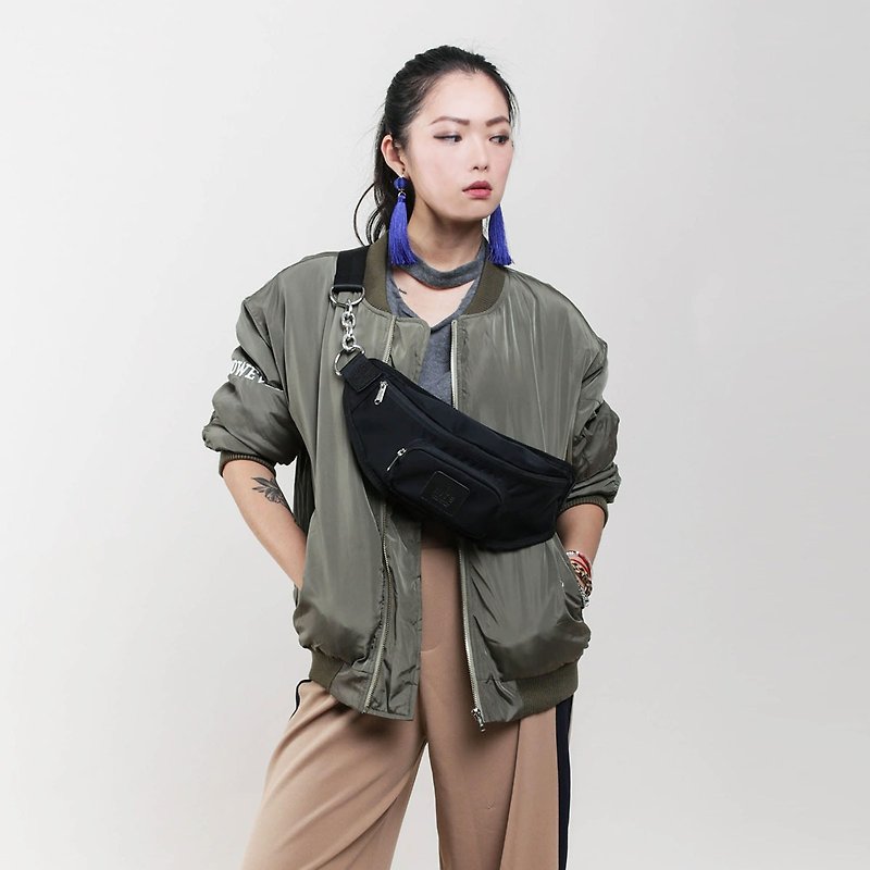 【RITE】軍袋系列 -復古腰包(小) - 尼龍黑 - 側背包/斜背包 - 防水材質 黑色