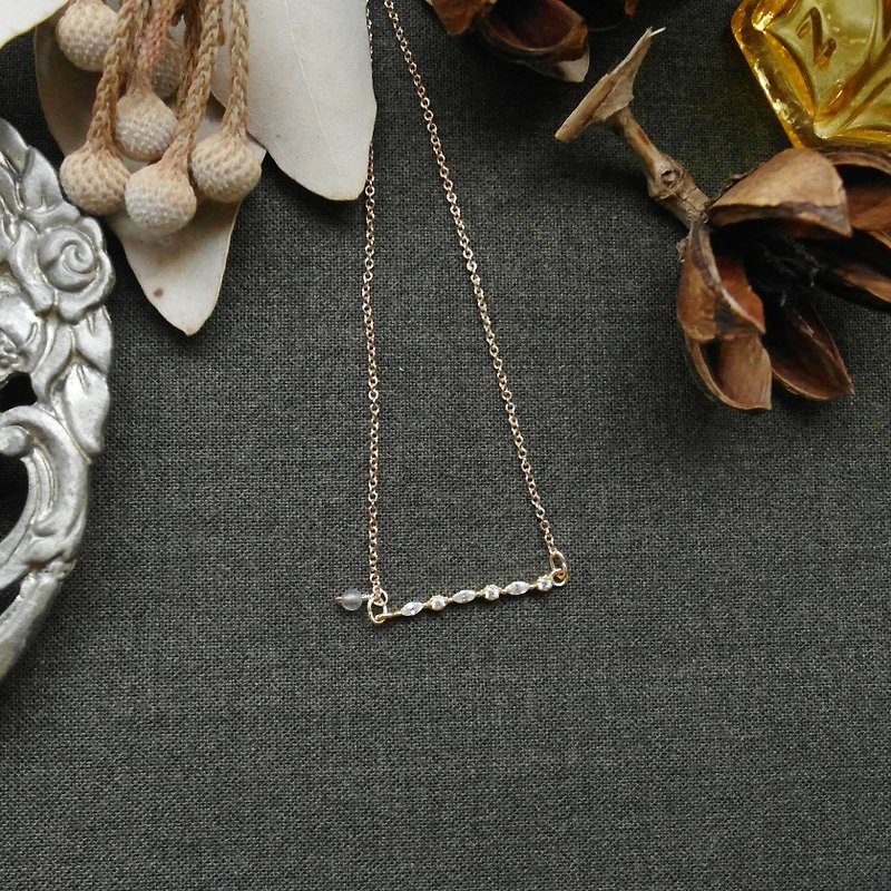 [Christmas gifts series MSI package Stone 14K gold necklace / labradorite - สร้อยคอ - กระดาษ สีทอง
