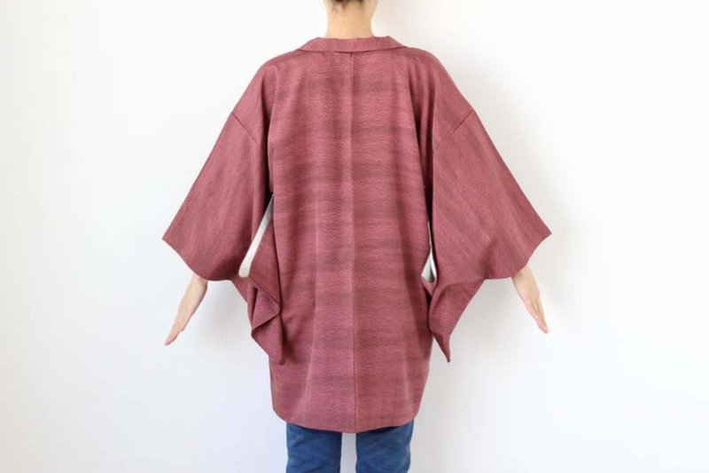 abstract kimono, Japanese silk haori, haori jacket, traditional kimono /3668 - 女大衣/外套 - 絲．絹 紫色