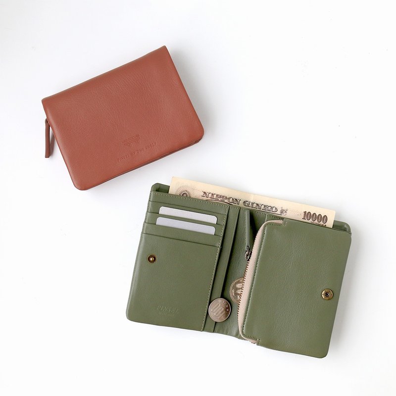 pinsel wallet : olive green - 皮夾/長短夾/錢包 - 真皮 綠色