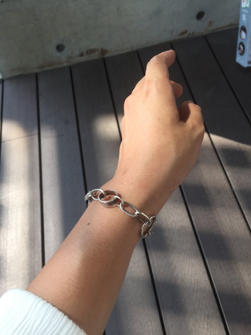 / 派對 / 麻花圓圈手鍊 母親節禮物 - 手鍊/手環 - 純銀 銀色