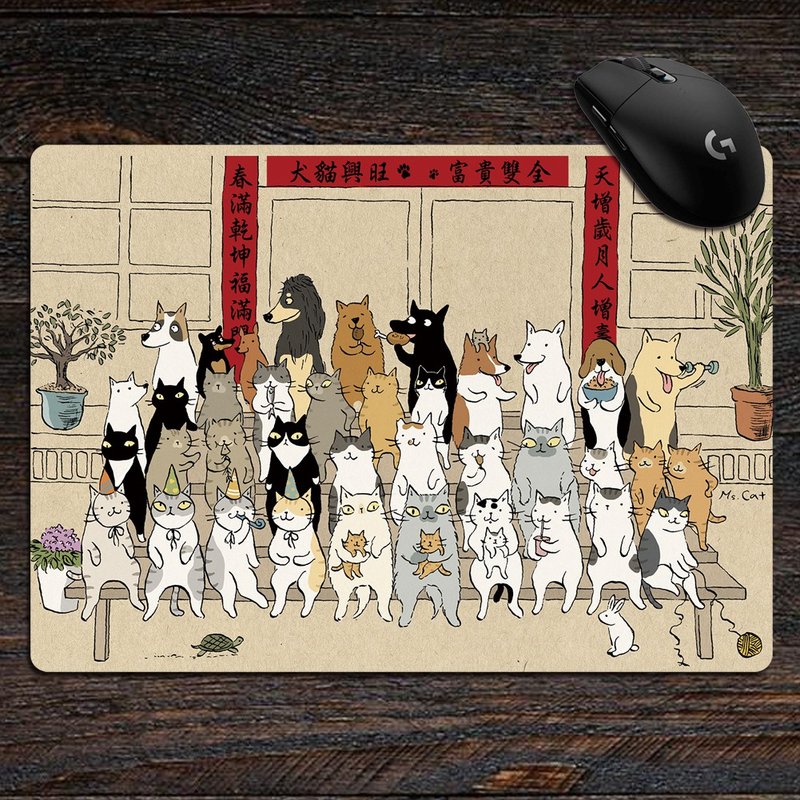 Three cats shop ~ Tianzeng years cats longevity mouse pad (illustrator: Miss Cat) - Mouse Pads - Other Man-Made Fibers 