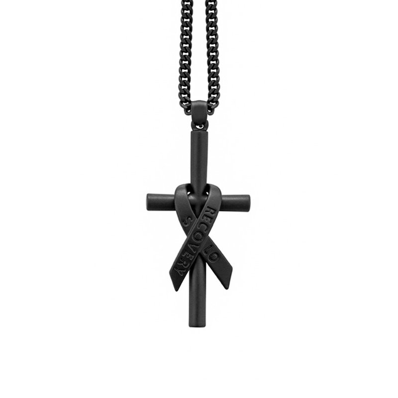 SOLO X RECOVERY Cross Necklace - สร้อยคอ - โลหะ สีดำ