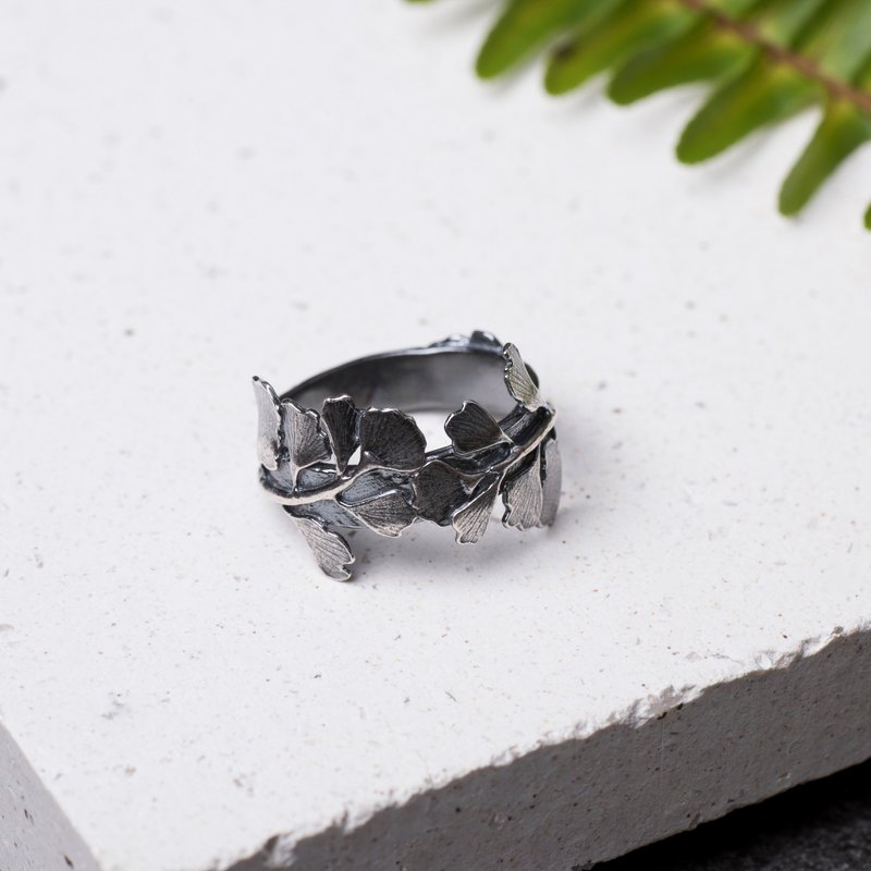 . Above the vegetation. NO.04-5 Fern Falling Adiantum Ring/925 Silver - แหวนทั่วไป - เงินแท้ สีเงิน