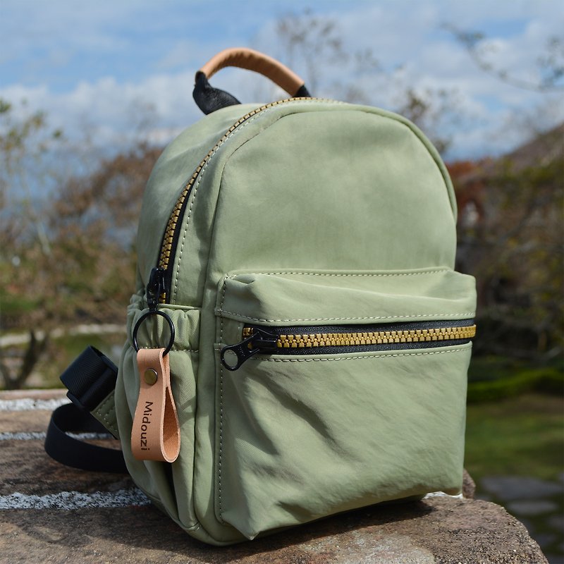*Free custom engraving*Lightweight mini backpack-bud green - กระเป๋าเป้สะพายหลัง - วัสดุอื่นๆ สีเขียว