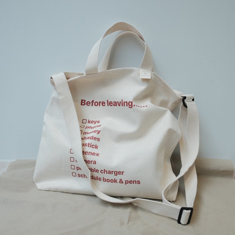 Before leaving 3way tote bag - Messenger Bags & Sling Bags - Cotton & Hemp White