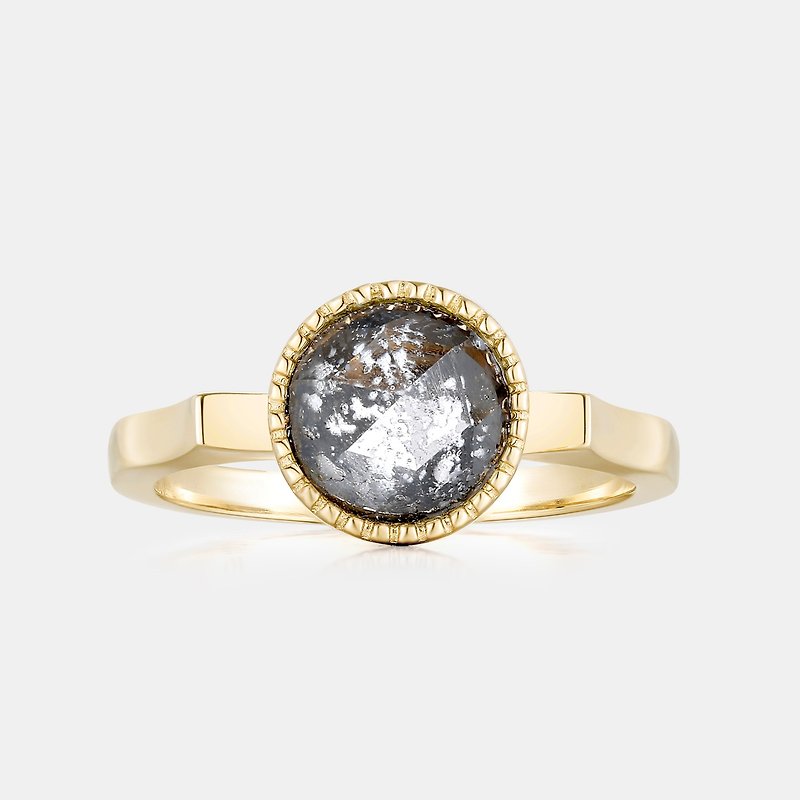 骨灰毛髮紀念玻璃 戒指 K金戒指 - 日系珠邊包鑲戒指 KRB02 - 戒指 - 玻璃 灰色