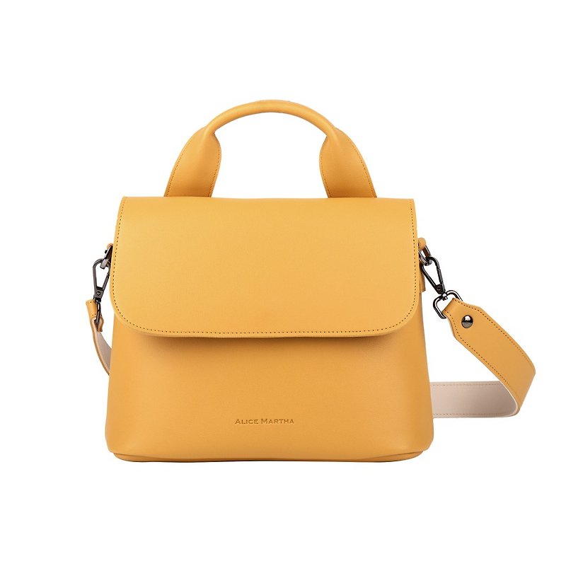 Alice Martha Shoulder Bag-Mustard Yellow (Special Offer for Dirty Welfare Products) - กระเป๋าแมสเซนเจอร์ - หนังเทียม สีเหลือง