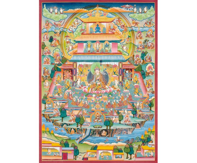 24Kゴールド・グル・シンガム・チベットタンカ画 - ショップ Boudha Stupa Thanka Centre ウォールデコ・壁紙 -  Pinkoi