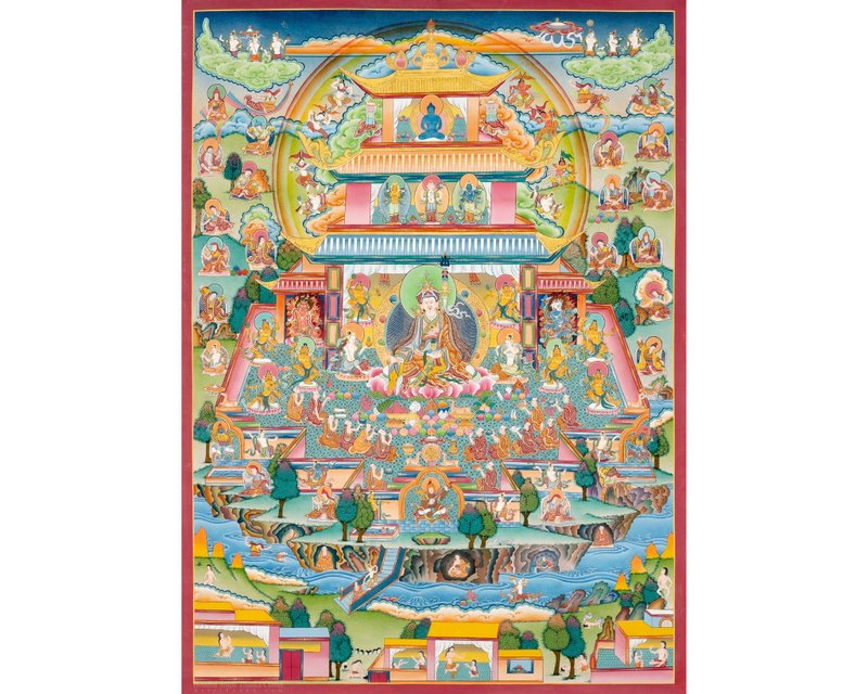 24K黃金古魯辛剛藏傳唐卡畫作 - 壁貼/牆壁裝飾 - 其他材質 多色
