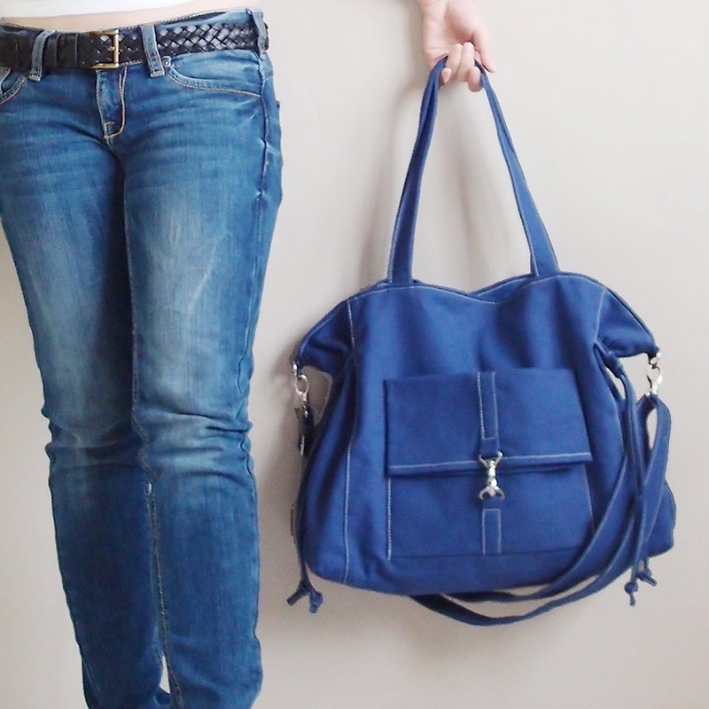 Double Strap Shoulder Bag / Tote Bag / School Bag / Diapers Bag / Messenger - EZ - Handbags & Totes - Other Materials Blue
