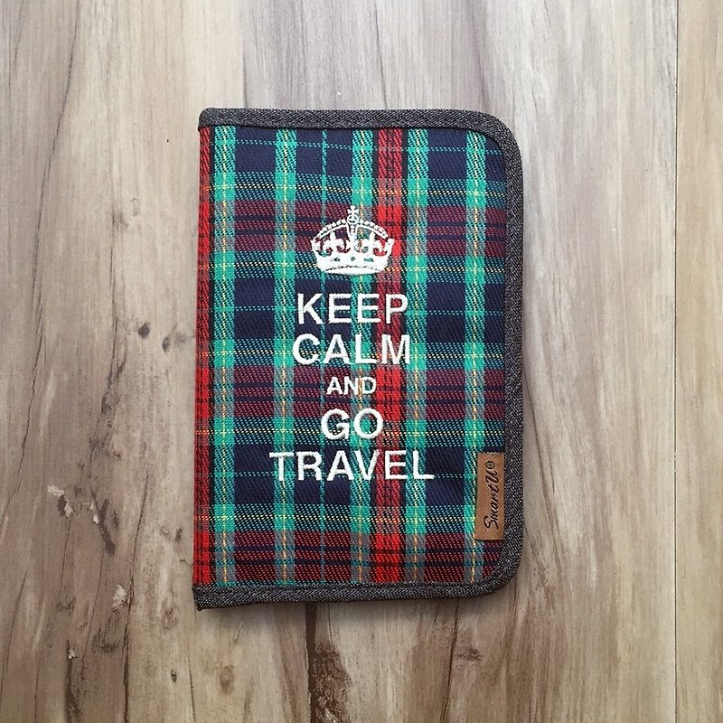 英倫風綠紅格護照夾 - 護照套 - 聚酯纖維 綠色