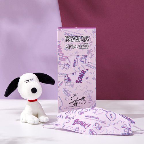 TLCSTORE 卡若特品牌館 【立體口罩30片】史努比KF94韓版立體醫療口罩-胡士託霓虹粉