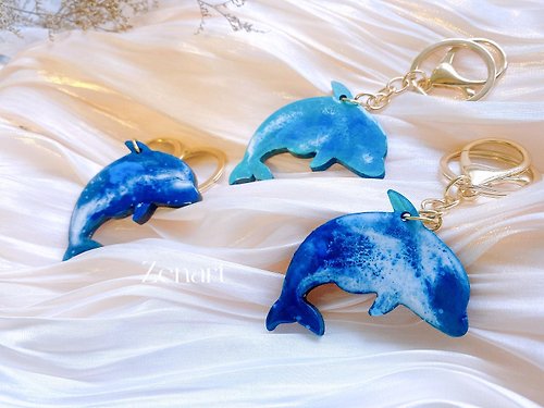 ZEN ART 海浪系列櫸木質吊飾鑰匙圈(海豚/海龜)