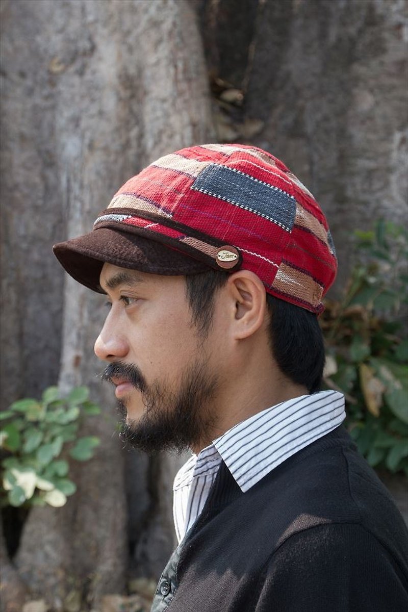 Super Jockey（Red & Indigo） - Hats & Caps - Cotton & Hemp Multicolor