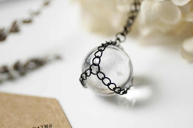 White crystal ball necklace retro unisex unisex - Chokers - Gemstone Transparent