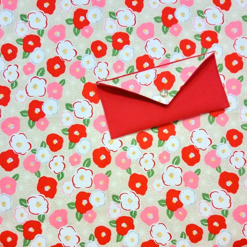 [ENT/Universal Red Envelope Bag] Camellia Japanese Water Repellent No. 9 Canvas - ถุงอั่งเปา/ตุ้ยเลี้ยง - ผ้าฝ้าย/ผ้าลินิน 