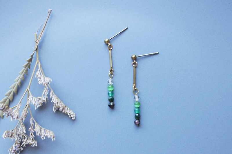 Gradation - earring  clip-on earring - ต่างหู - โลหะ สีเขียว