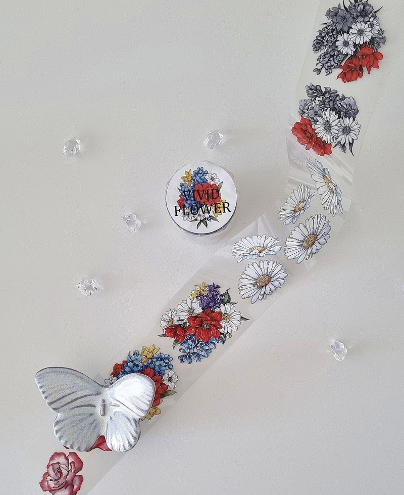 Vivid Flower Masking Tape - 貼紙 - 其他材質 