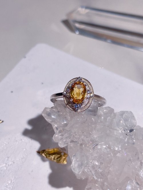 Purnima Magic Salon 天然黃水晶 復古盾牌風 0.81克拉 925純銀 11月誕生石 財富之石