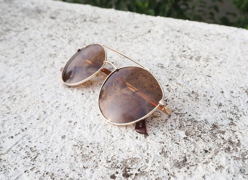 Sunglasses 2is KindC│Pear-shaped Frame│Brown│UV400 - แว่นกันแดด - โลหะ สีนำ้ตาล