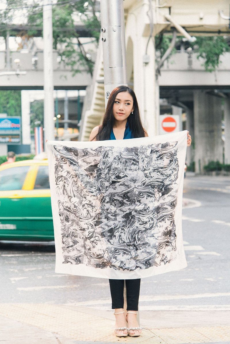 Monsoon Marble Scarf- Black and White Colour - Scarves - Other Materials 