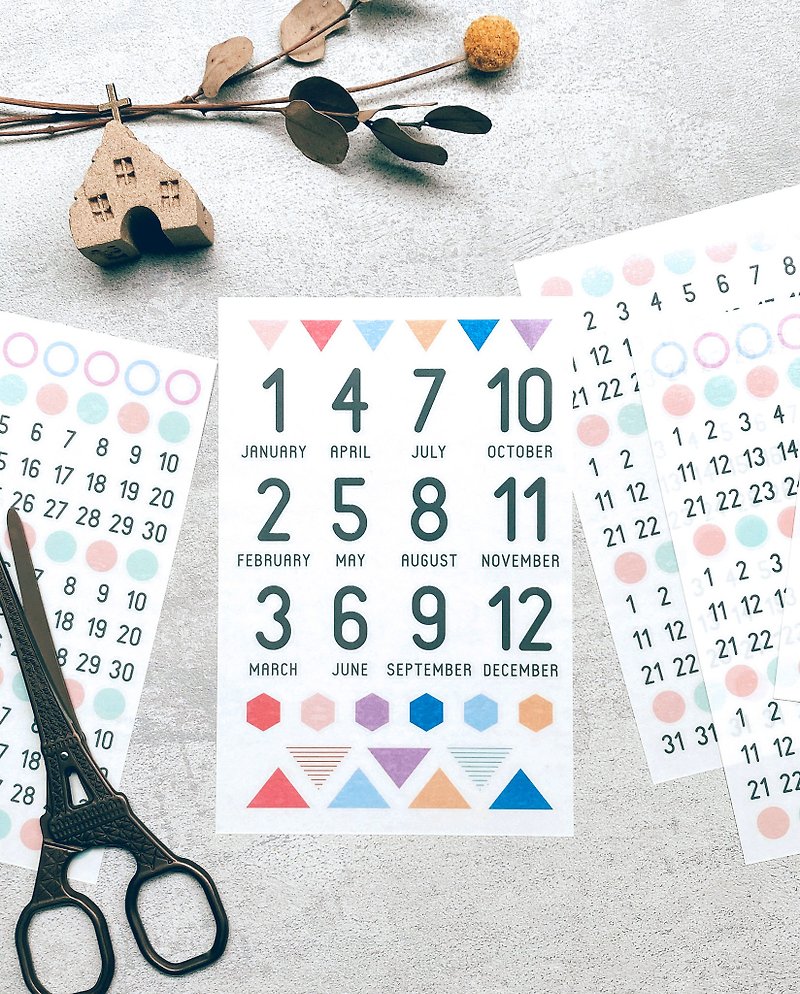Dimanche Pressure Sensitive Patch Set | Date DIY Contains a set of five sheets / Special for pocketbook - Stickers - Paper 
