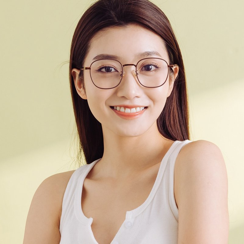 向陽的日灑風華│復古暖日棕溫莎圈橢圓光學框UV400濾藍光眼鏡 - 眼鏡/鏡框 - 其他金屬 咖啡色