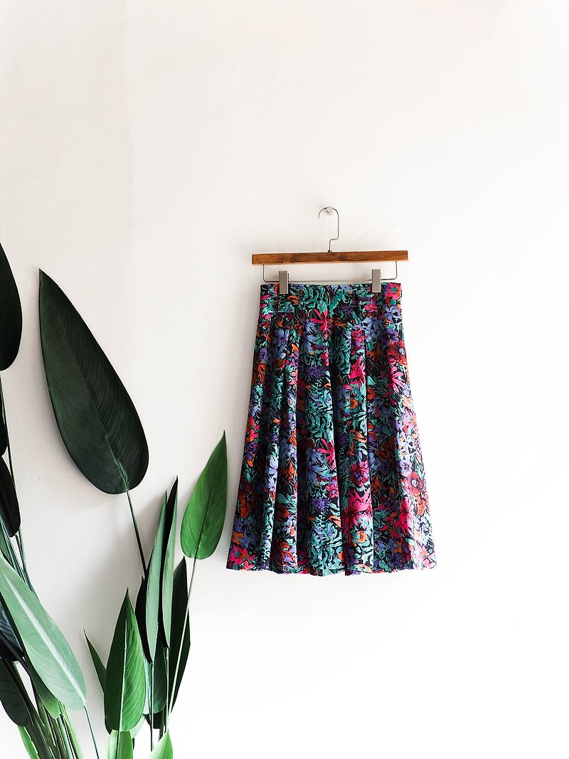 Heshui Mountain - Kyoto colorful flower dating spring silk spinning quality antique straight A skirt Japanese college students vintage dress vintage - Skirts - Polyester Multicolor