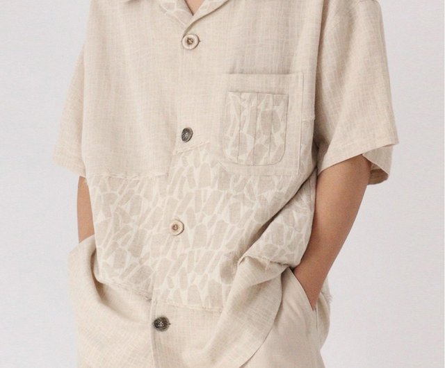Japanese retro texture Linen short-sleeved shirt - Shop No