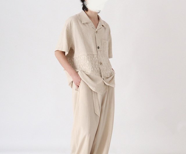[YUPPE] 韓国ブランド☆LINEN SHIRRING SHIRT ZIGGY CHEN SPIRAL PRINTING OVERSIZED LONG SHIRT _ FASCINATE