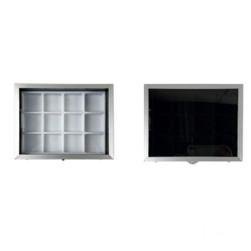 Glass Case Aluminum S 40mm Square 12 Squares Jewelry - กล่องเก็บของ - พลาสติก ขาว
