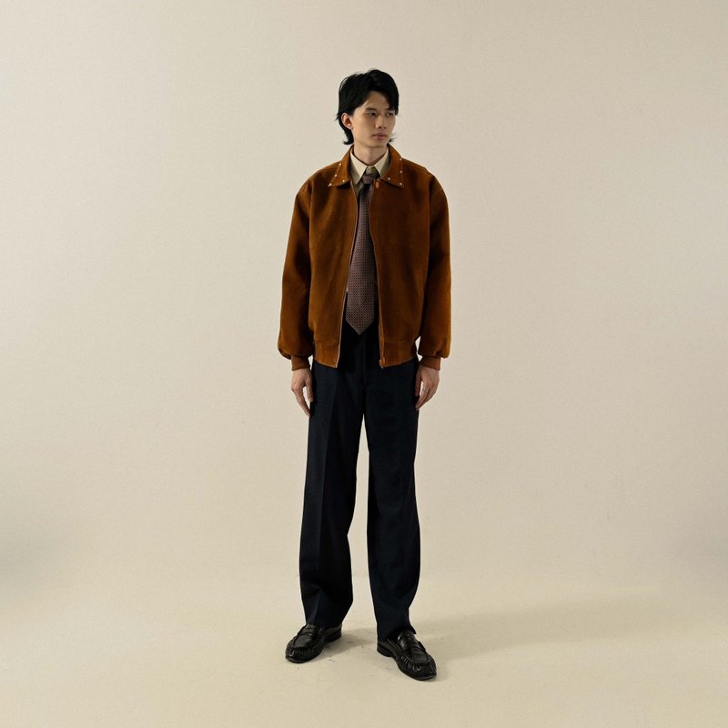 【NaSuBi Vintage】Upcycling釘釦細節絨面古著夾克外套 - 男夾克/外套 - 其他人造纖維 
