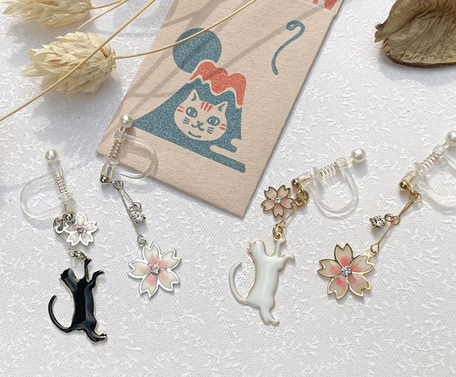 オーダーメイドギフト】【日本製】さくら猫レジンピアスを