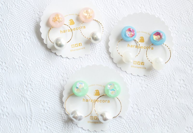 Flower cabochon earrings - Earrings & Clip-ons - Plastic Multicolor