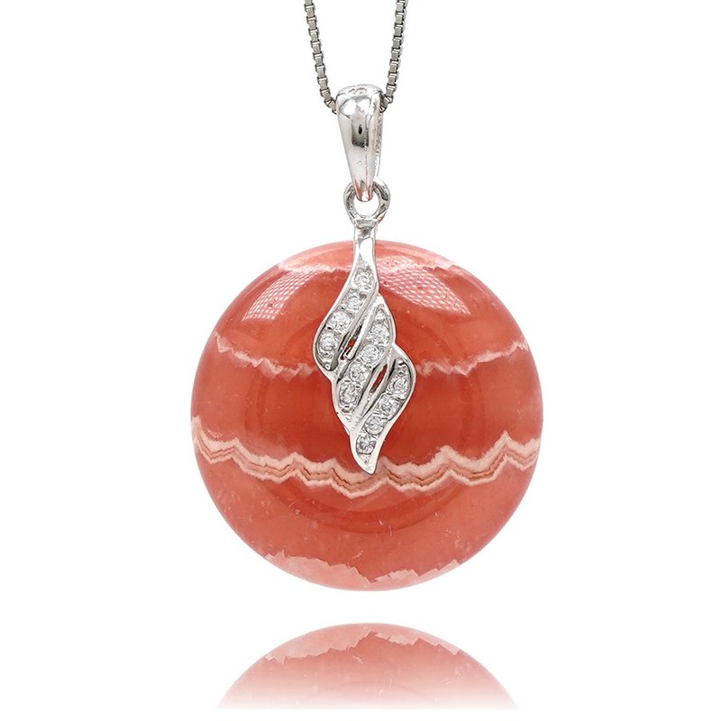[Zhengjia Jewelry] アルゼンチンレッド模様千層レッド模様安全バックル 6.5 グラムレッド石ペンダント - ネックレス - 半貴石 多色