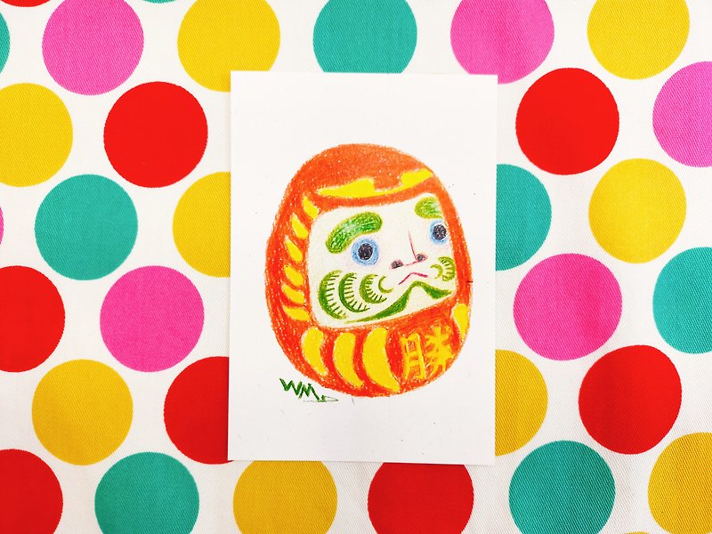 Showa toy series hand-painted postcard-Daruma tumbler - Cards & Postcards - Paper 