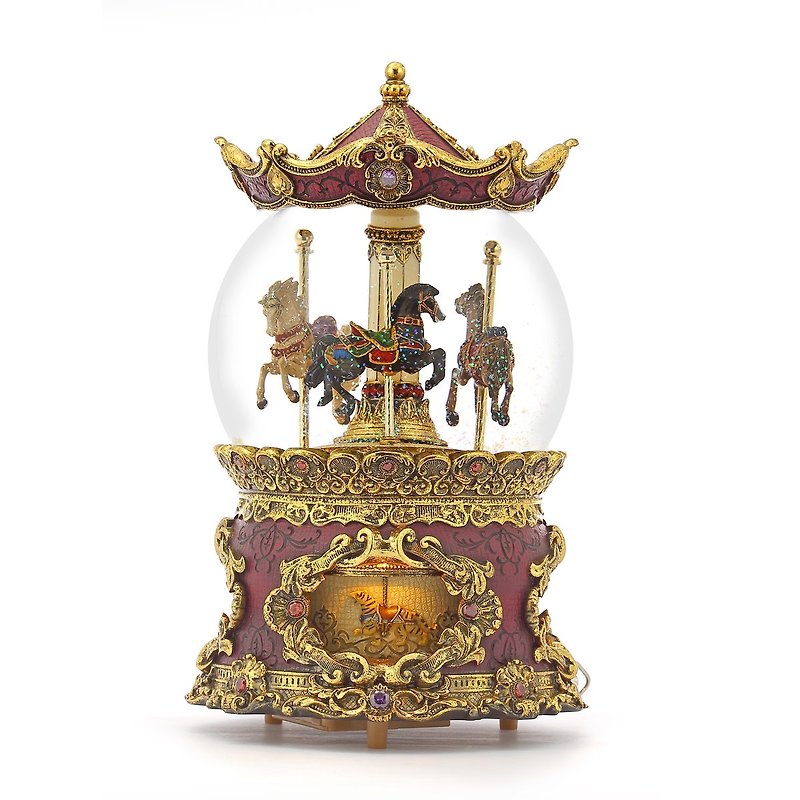 仿古董遊樂馬 水晶球音樂盒 - 擺飾/家飾品 - 玻璃 