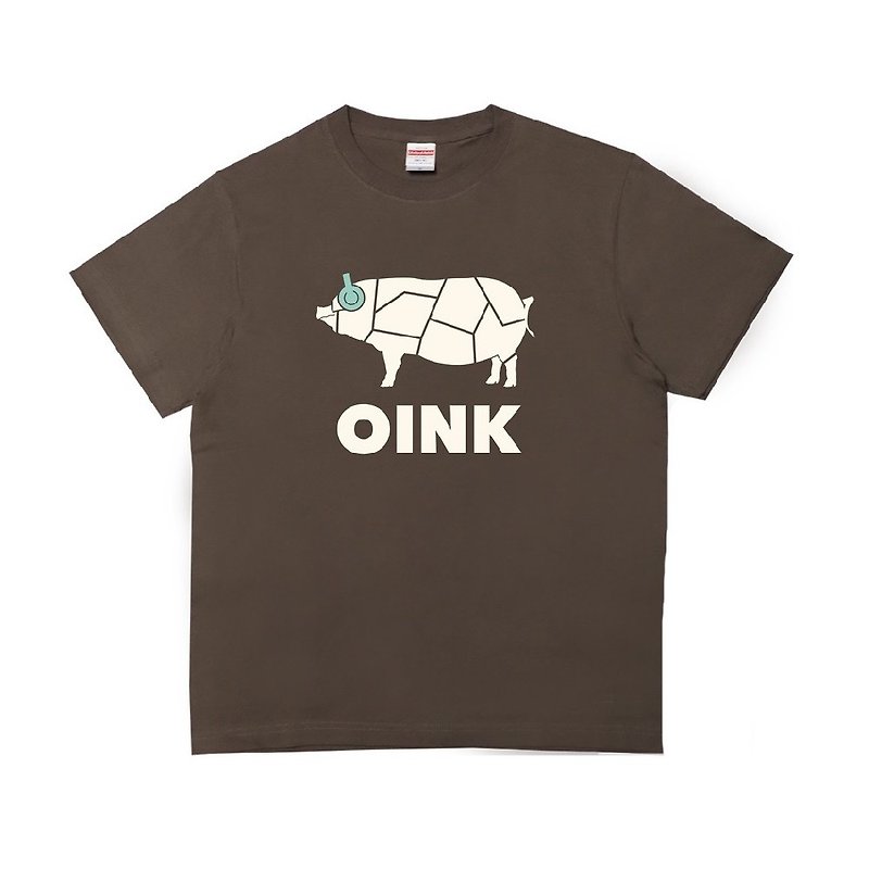 棉．麻 女 T 恤 - OINK T恤 - 巧克力棕