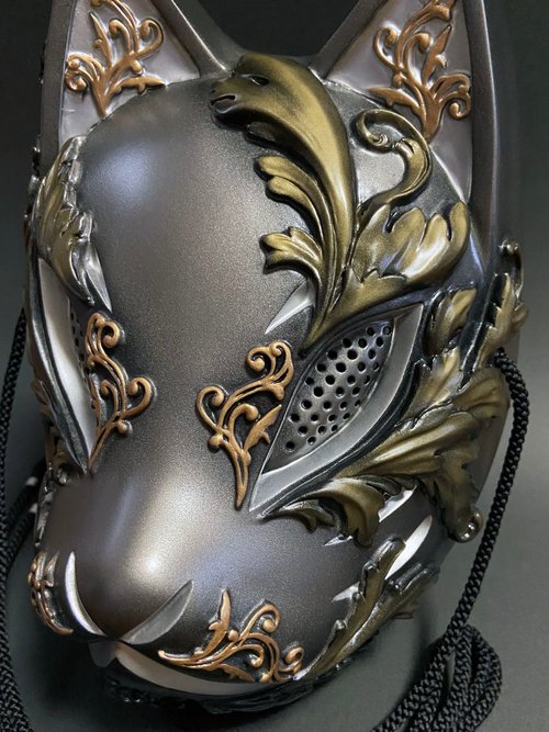 Fox Mask Gothic Ver. (Metal Silver) - Shop ~OBORO~ Eye Masks