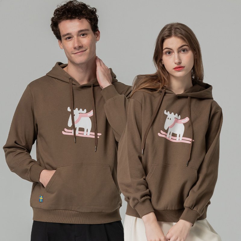 moz Swedish sleigh moose 100% cotton hat T-chocolate (Asian version) for men and women - เสื้อฮู้ด - ผ้าฝ้าย/ผ้าลินิน สีนำ้ตาล